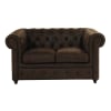 Gestepptes 2-Sitzer-Sofa aus Wildlederimitat, braun